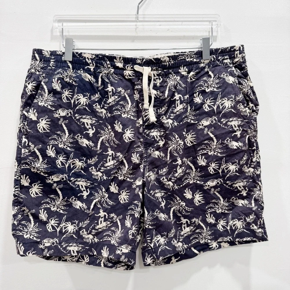 J. Crew Dock Shorts in Surfer Print Boardshorts Swim Trunks XL